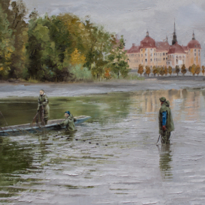 Fishing in Moritzburg 40cm x 50cm oil on canvas